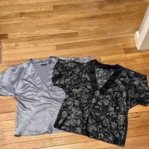New York & Company Gray and Black Blouses